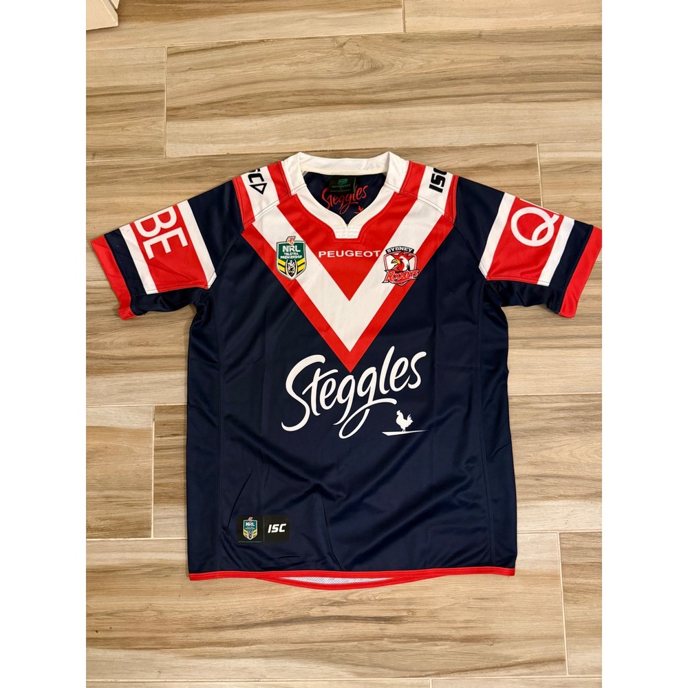 ISC Sydney Roosters NRL Rugby Jersey Navy Blue Red Steggles Mens Large L